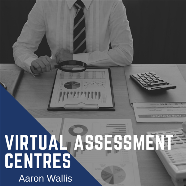 A graphic image displaying Aaron Wallis virtual assessment centres