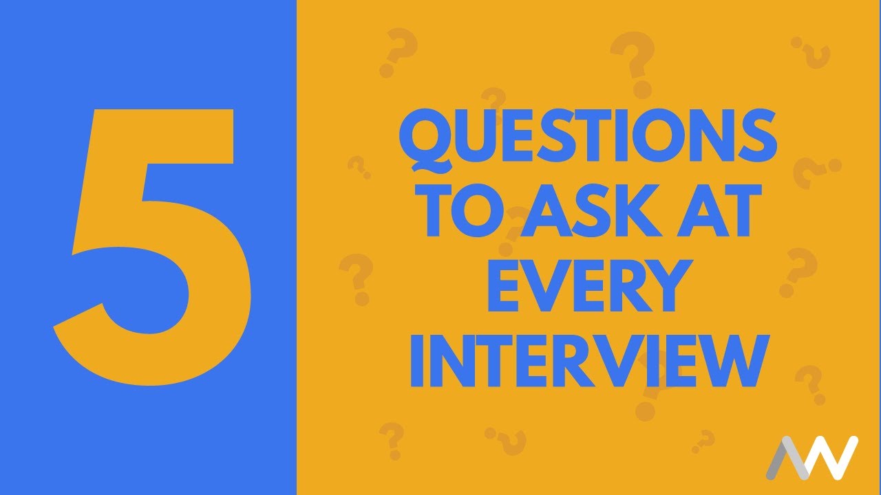 A graphic image displaying Aaron Wallis 5 questions to ask at every interview