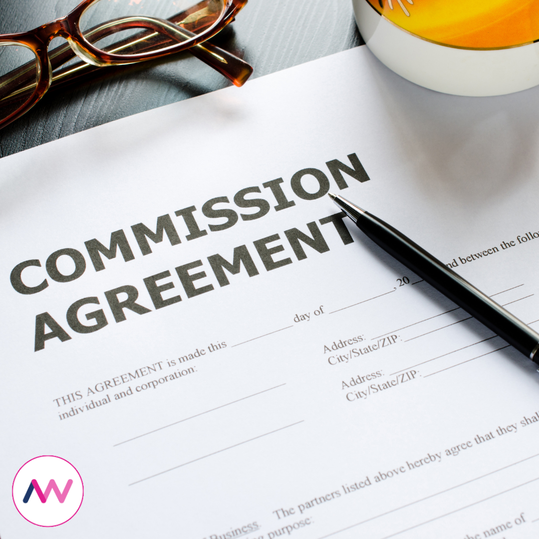 A graphic image displaying a commission agreement